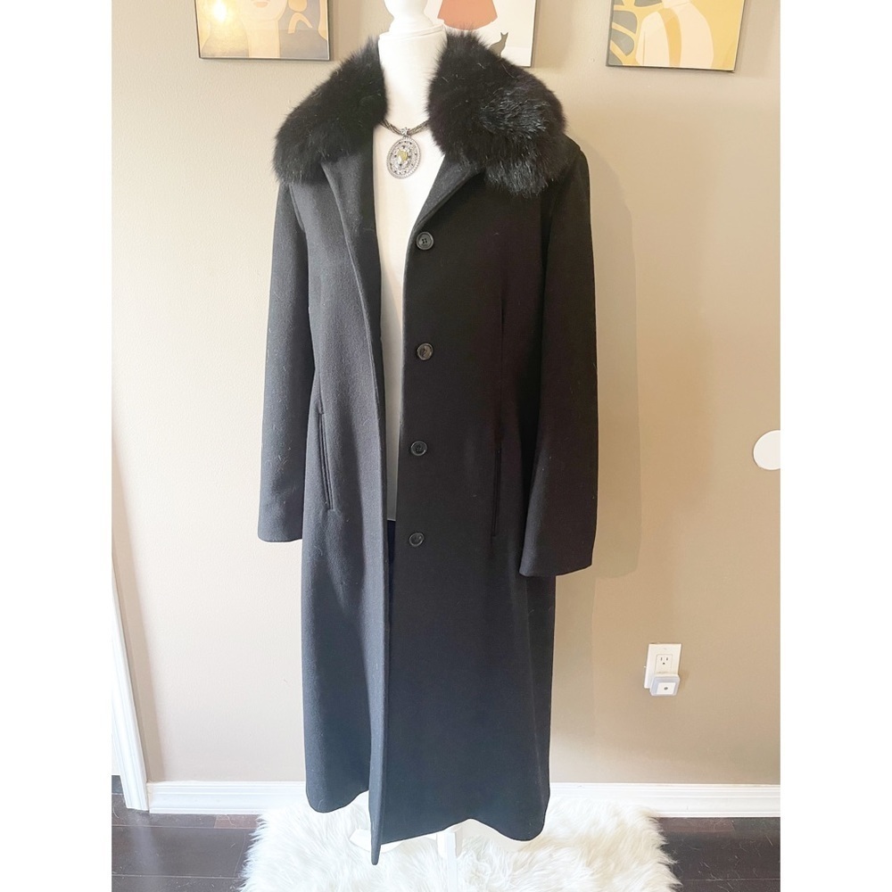 Andrea Collection Wool Fox Fur Long Coat Winter USA